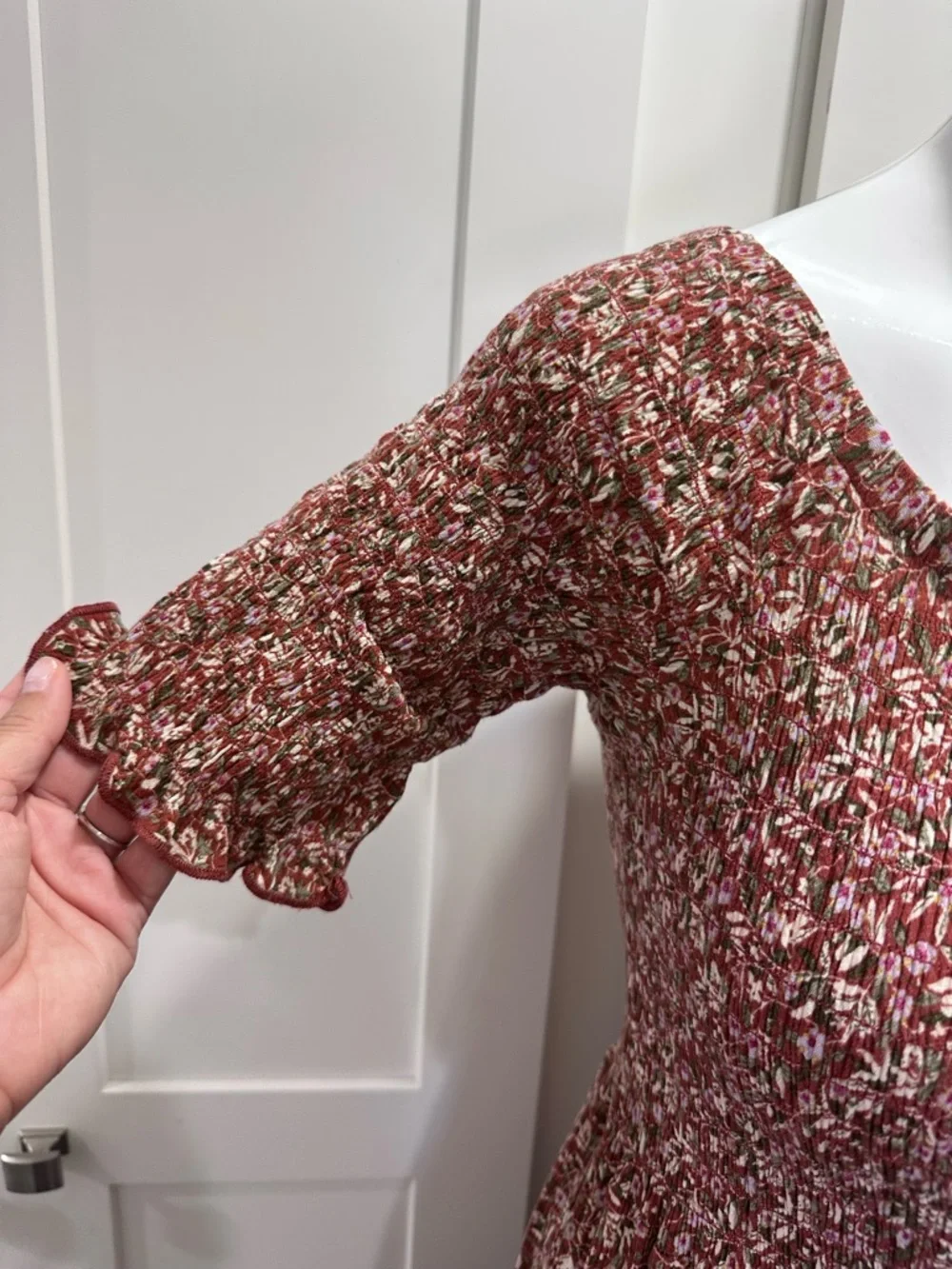 Natural Life Brown Floral Maxi Dress - Women's Boho Short Sleeve - Picture 7 of 9